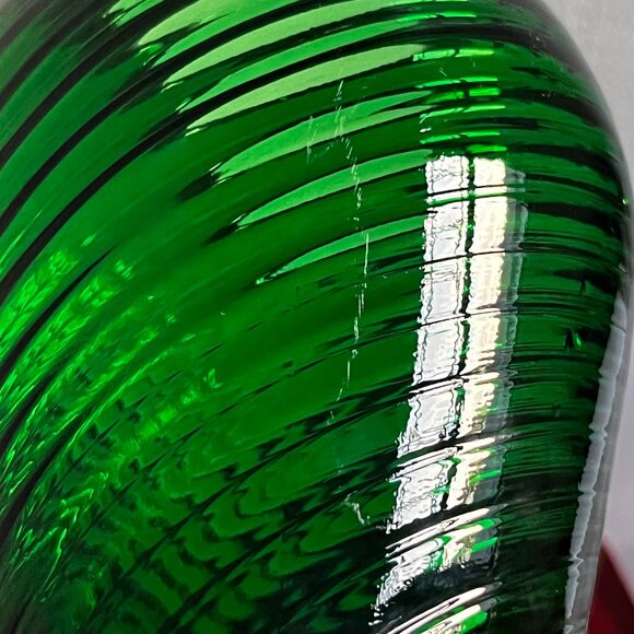 Rare Fenton Emerald Green Snow Crest Swirl 9.5" Vase Smooth Top w/ Sticker Vtg - Picture 15 of 15